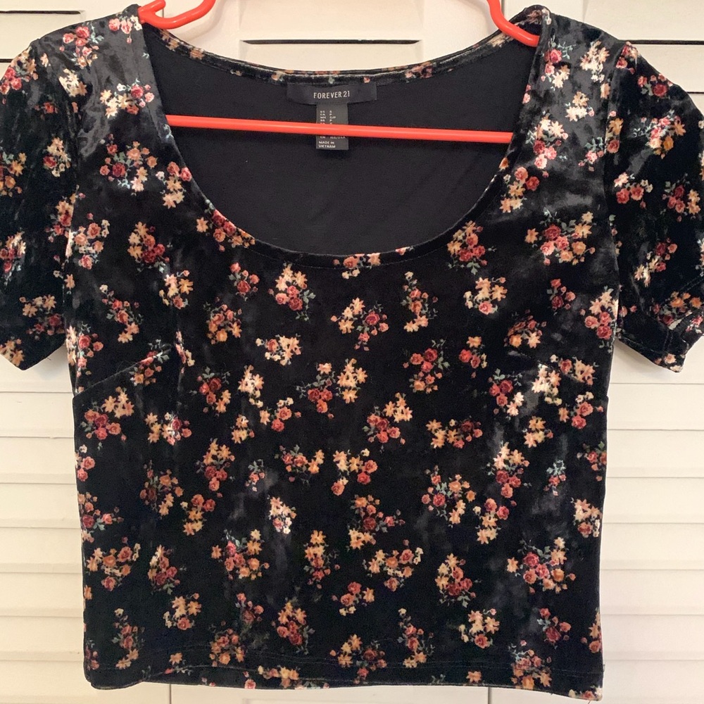 Floral Velvet Crop Top